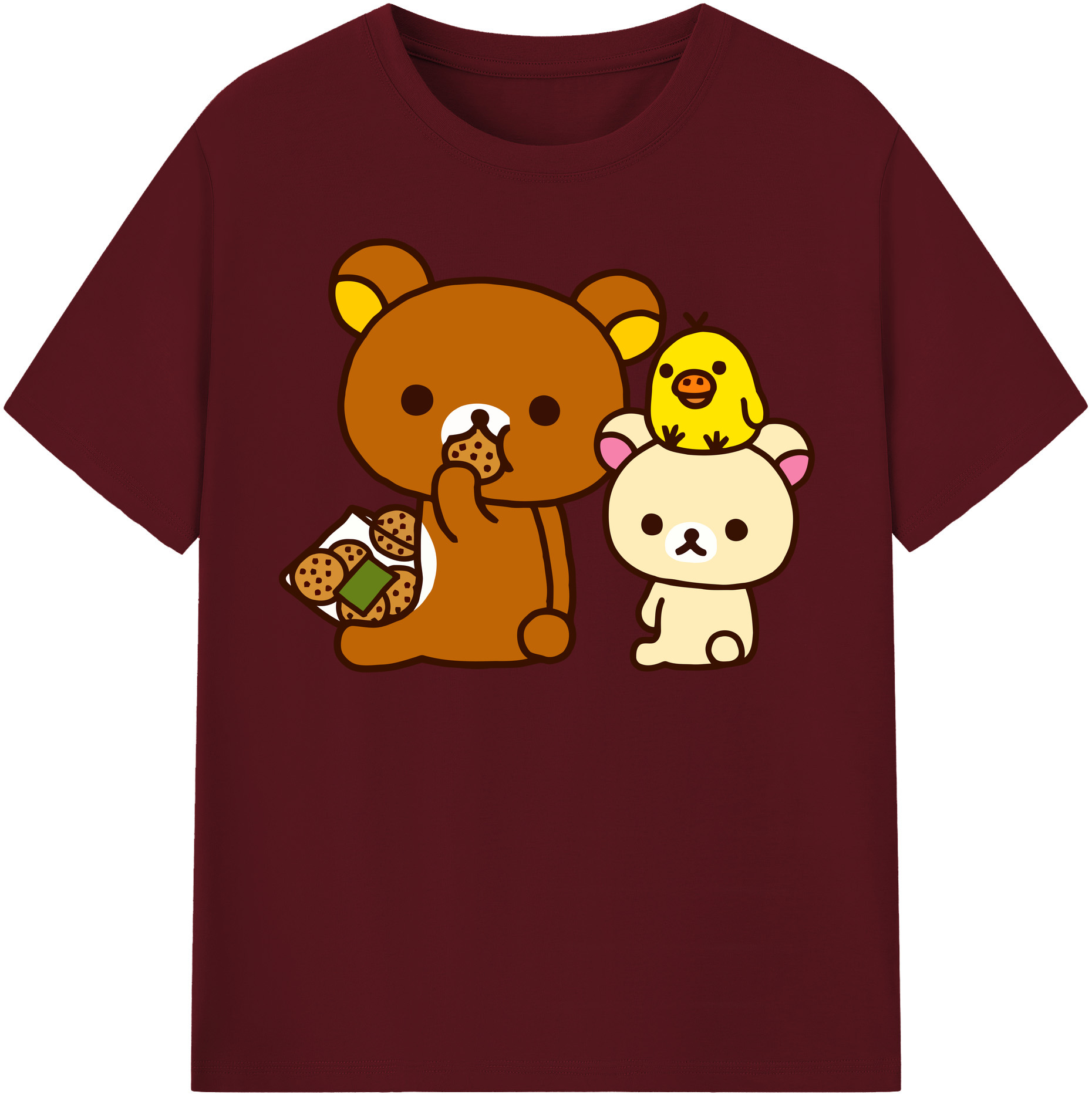（画像用） リラックマ リラックマ キイロイトリ Rilakkuma Korilakkuma Kiiroitori 綿100％半袖Tシャツ（フロントプリント）